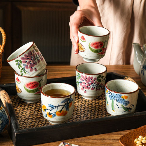 日式釉下彩陶瓷主人茶杯