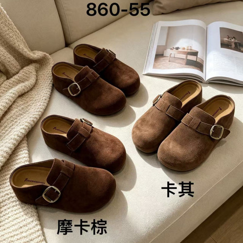 诗路花语七彩青春2026秋时尚百搭勃肯鞋厚底休闲懒人鞋女鞋860-55