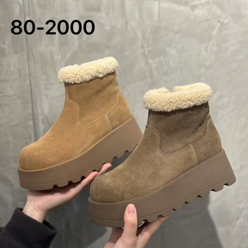 诗路花语2024厚底增高时尚雪地靴女加绒加厚保暖勃肯棉鞋80-2000