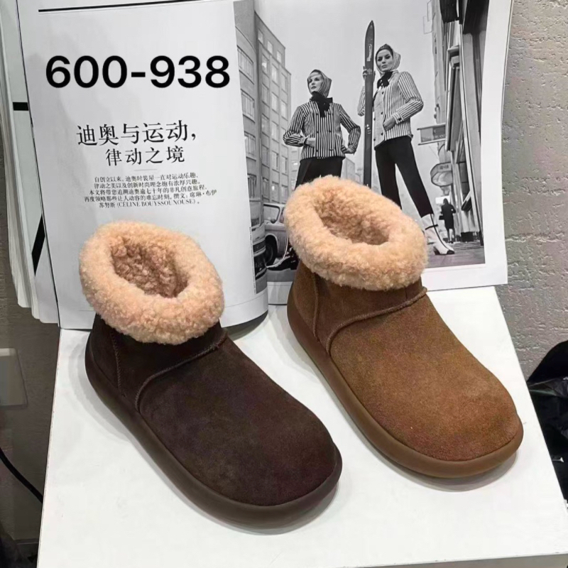 诗路花语2025冬加绒百搭舒适雪地靴休闲女鞋勃肯鞋女棉鞋600-938
