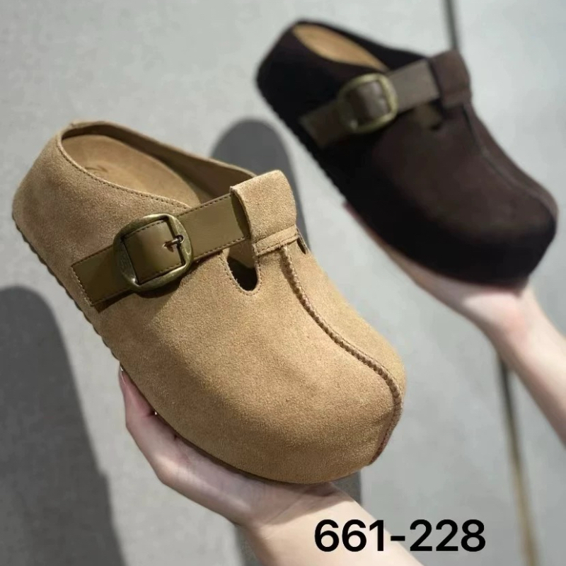 诗路花语2025秋款真皮厚底增高休闲勃肯鞋女鞋单鞋勃肯拖661-228