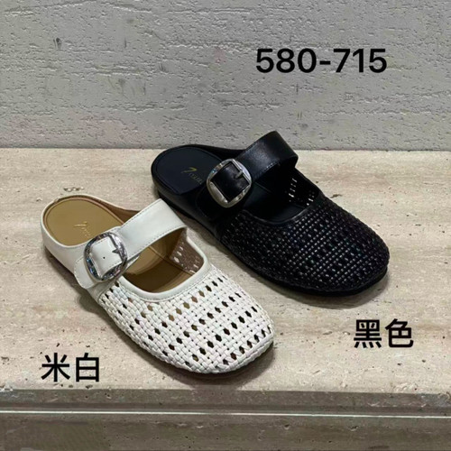 诗路花语2026夏时尚镂空包头半拖鞋女外穿懒人拖鞋穆勒鞋580-715