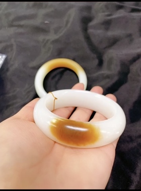 收藏品糖白玉新疆且末红糖白玉正装手镯