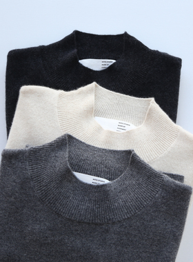 秋冬女士简约风半高领羊绒衫长袖宽松百搭保暖针织衫打底毛衣上衣