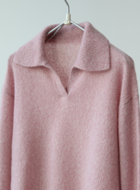 秋冬女士温柔氛围感polo领真丝羊绒柔软舒适保暖针织毛衣上衣