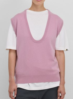 外贸尾单   荷兰单北欧 男女同款时尚百搭大U领羊绒针织无袖马甲