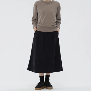 显瘦中长款 蓬蓬半裙 复古高腰工装 灯芯绒铜氨丝棉质廓形A字半身裙