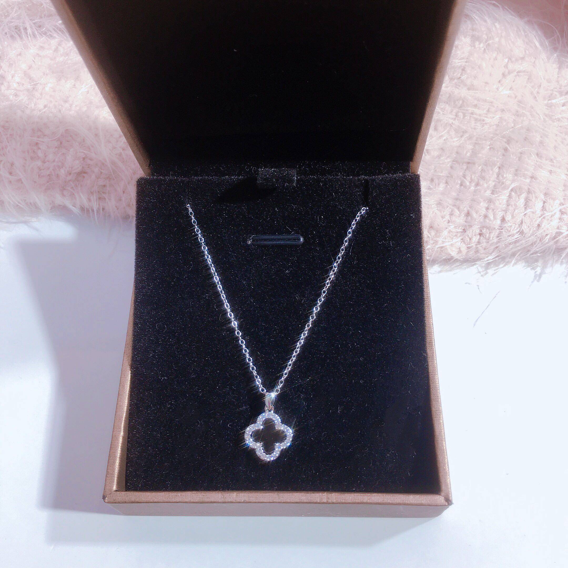 韩国时尚网红项链女 黑色四叶草锁骨链 短款气质ins设计感不掉色