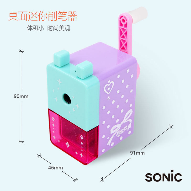 일본의 SONIC 수동식 연필깎이 초등학생용 삼각형 연필깎이 연필 이동 장치는 색연필을 날카롭게 할 수 있습니다