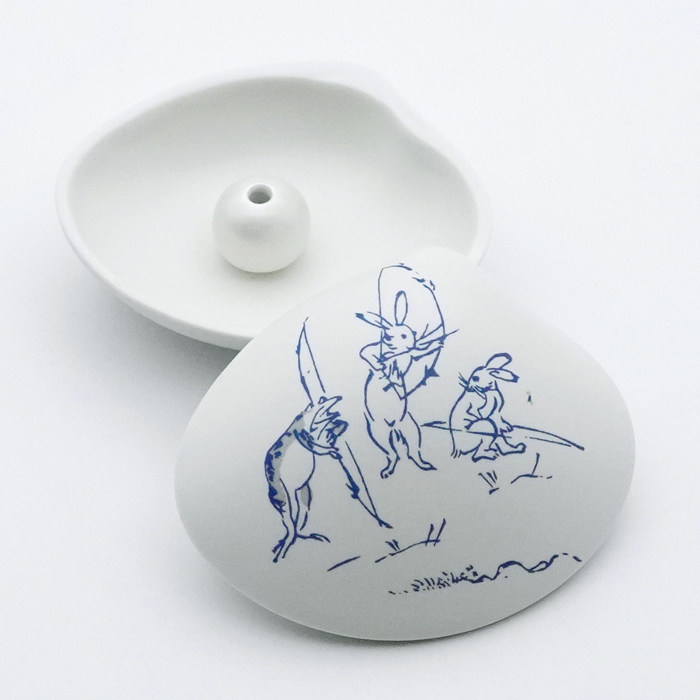 香插贝壳型鸟兽戏画弓矢日本进口