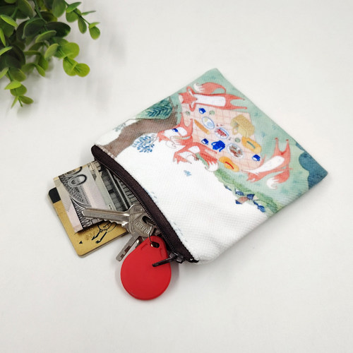 可爱印花布艺拉链零钱包