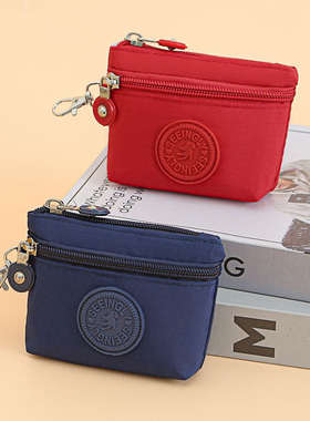 简约迷你布艺小包包女生拉链零钱包双层防水口红袋硬币钥匙包卡包