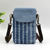 复古牛仔手机包女新款 迷你潮斜挎包布艺单肩小包零钱包挂脖手机袋