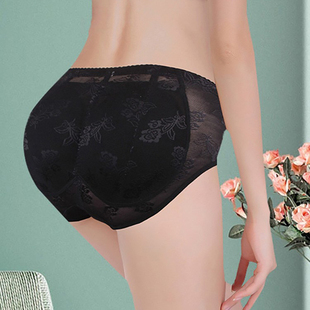 低腰提臀女丰臀内裤夏簿网纱加厚海绵垫假臀翘臀提臀塑身裤假屁股