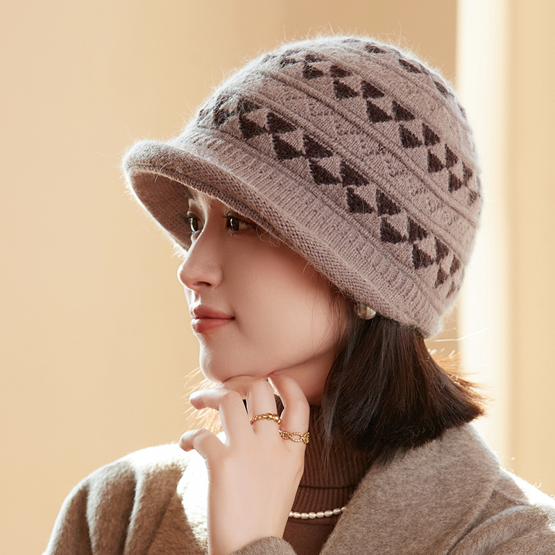 佳艺中老年人妈妈帽子女士毛线针织盆帽老太太加厚防风防寒保暖帽