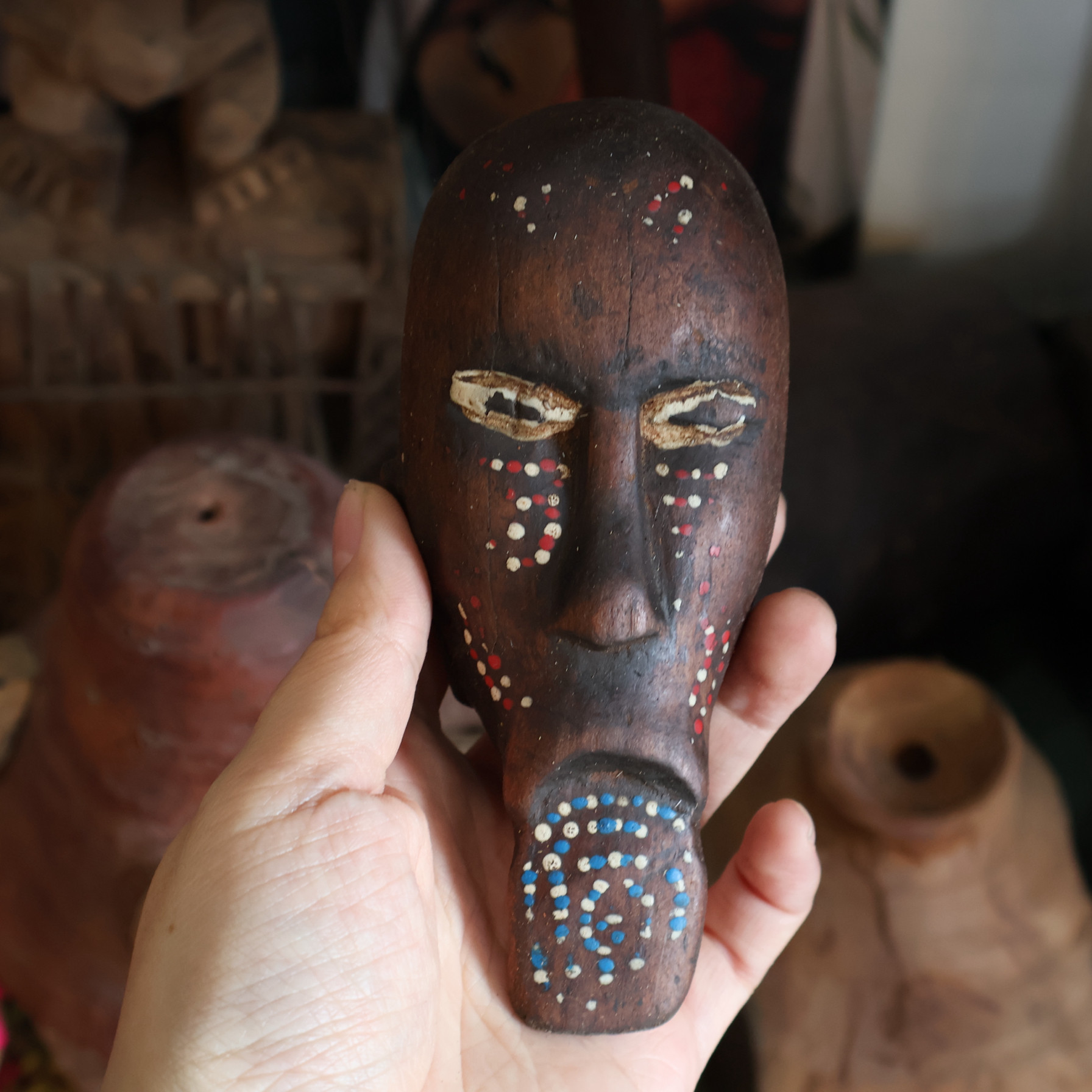 埃塞俄比亚唇盘族部落mursi人像老古董木雕摆件BJ-60古物百货