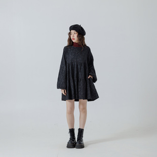 质感缇花澎袖 女装 蛋糕短连衣裙01087144 2025秋冬新品 QUEENSHOP