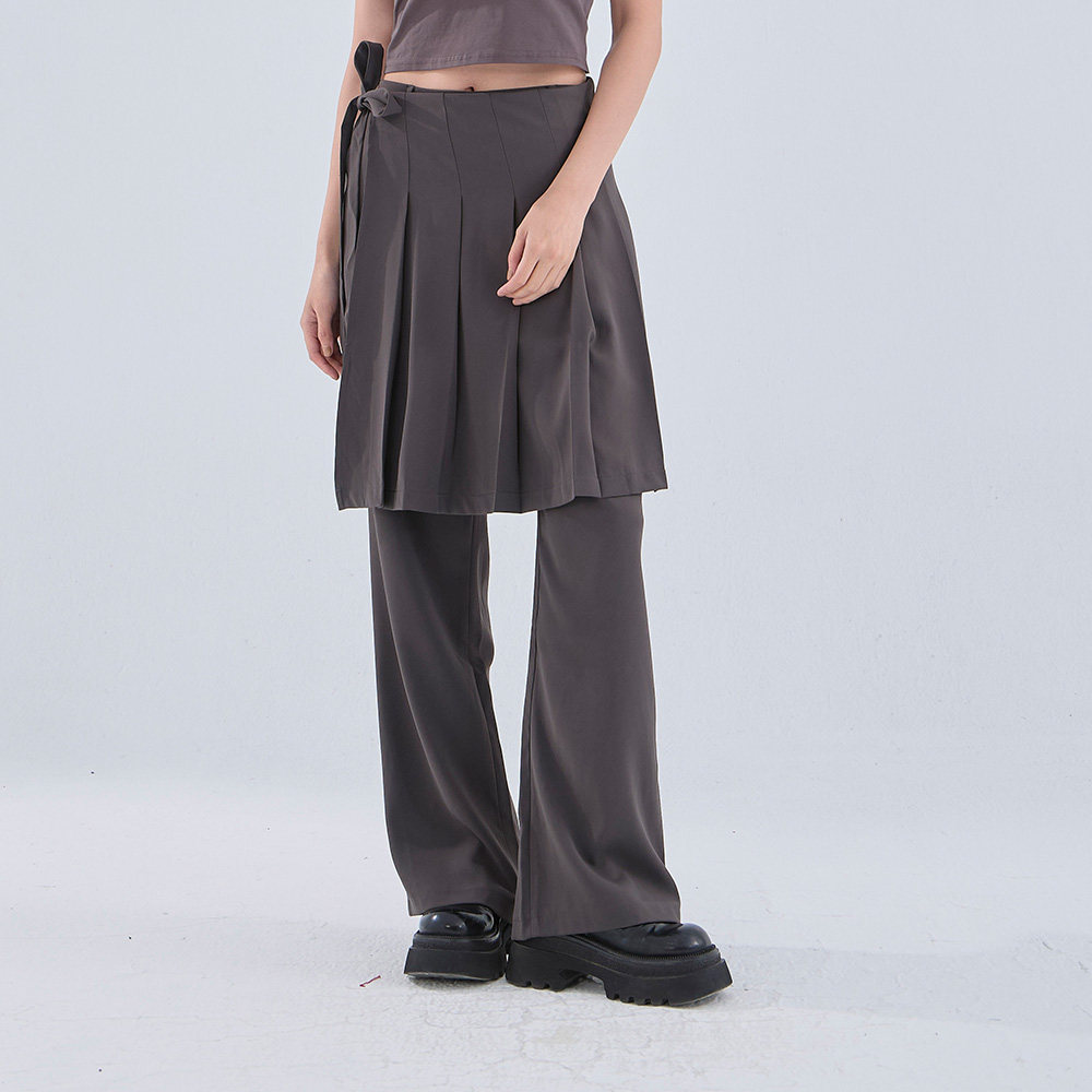 QUEENSHOP 2025秋冬新品女装百褶裙帘两件式西装长裤0