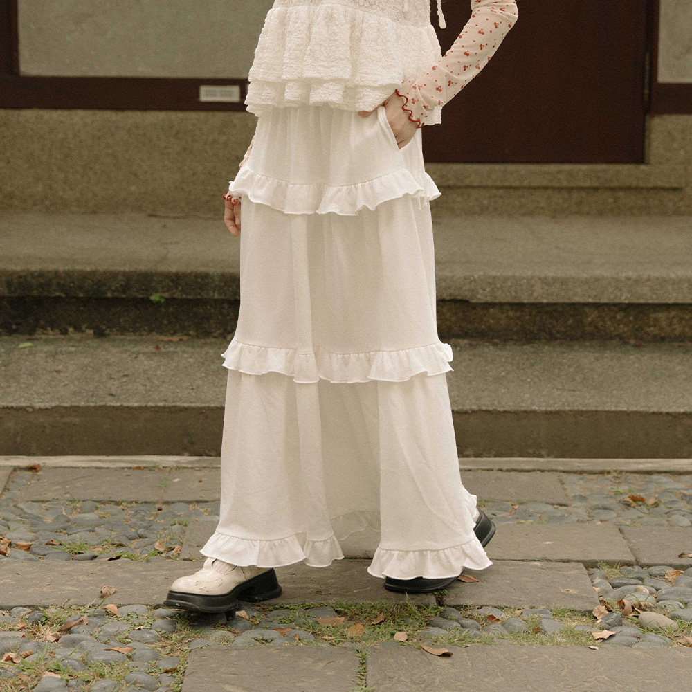 QUEENSHOP 2025秋冬新品女装纯色侧绑带荷叶蛋糕半身长裙03021677,女装/女士精品,半身裙,淘宝优惠券,粉丝福利购,淘宝优惠卷