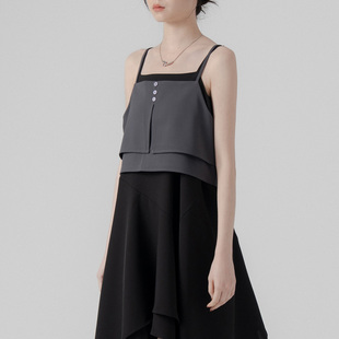 网纱罩衫 长版 附背心深灰01099589 2026春夏女蕾蒂两件式 QUEENSHOP