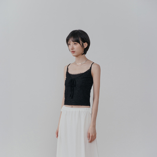 QUEENSHOP 2026春夏女装蕾蒂蕾丝剪接假两件细肩背心-黑01099887