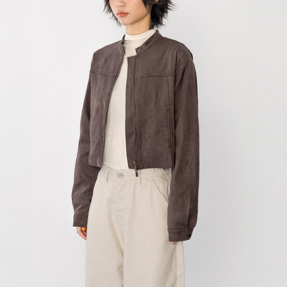 QUEENSHOP 2025秋冬新品女装剪接设计短版麂皮夹克外套02071676,女装/女士精品,短外套,淘宝优惠券,粉丝福利购,淘宝优惠卷