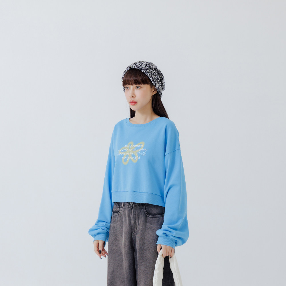 QUEENSHOP 2025秋冬新品女装喷漆小花印图造型短版卫衣