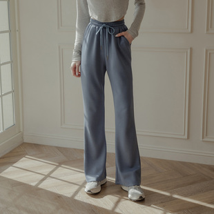 休闲素面喇叭棉质长裤 女装 04101907 2024秋冬新品 QUEENSHOP