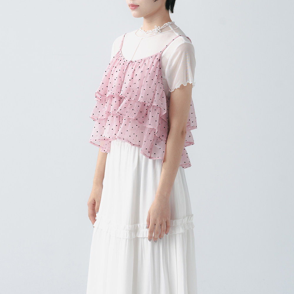 QUEENSHOP 2026春夏新品女装满版爱心多荷叶罩衫背心-粉01099820