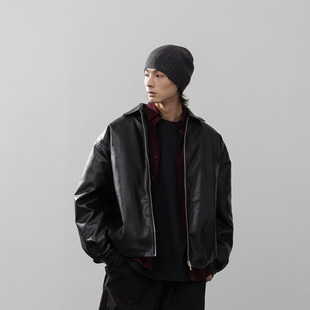 皮革厚铺棉夹克外套 经典 黑02060144 男装 QUEENSHOP2025秋冬新品
