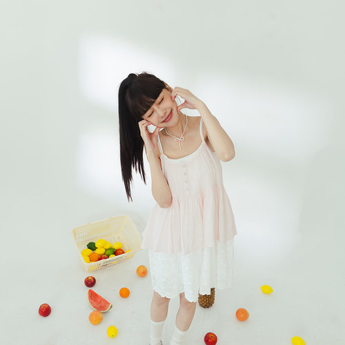 日系排扣伞摆微透感罩衫背心