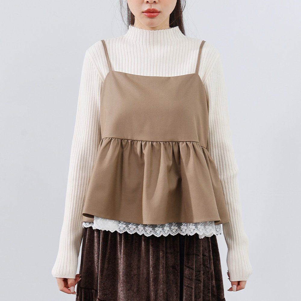 QUEENSHOP 2025秋冬新品女装蕾丝拼接伞摆细肩罩衫背心01099419,女装/女士精品,背心吊带,淘宝优惠券,粉丝福利购,淘宝优惠卷