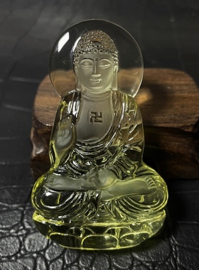 天然黄水晶阿弥陀佛吊坠大师傅立体双面精雕属狗猪生肖守护神项链