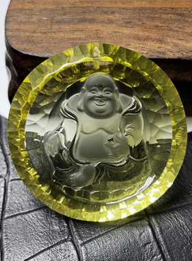 黄水晶弥勒佛吊坠女款男士钻石切割款千禧刻面天然水晶珠链挂件坠