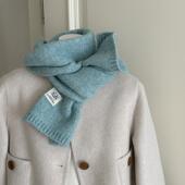 谁戴谁好看雾蓝低饱和色围巾看雪BI备秋冬季 保暖围脖温柔百搭男女