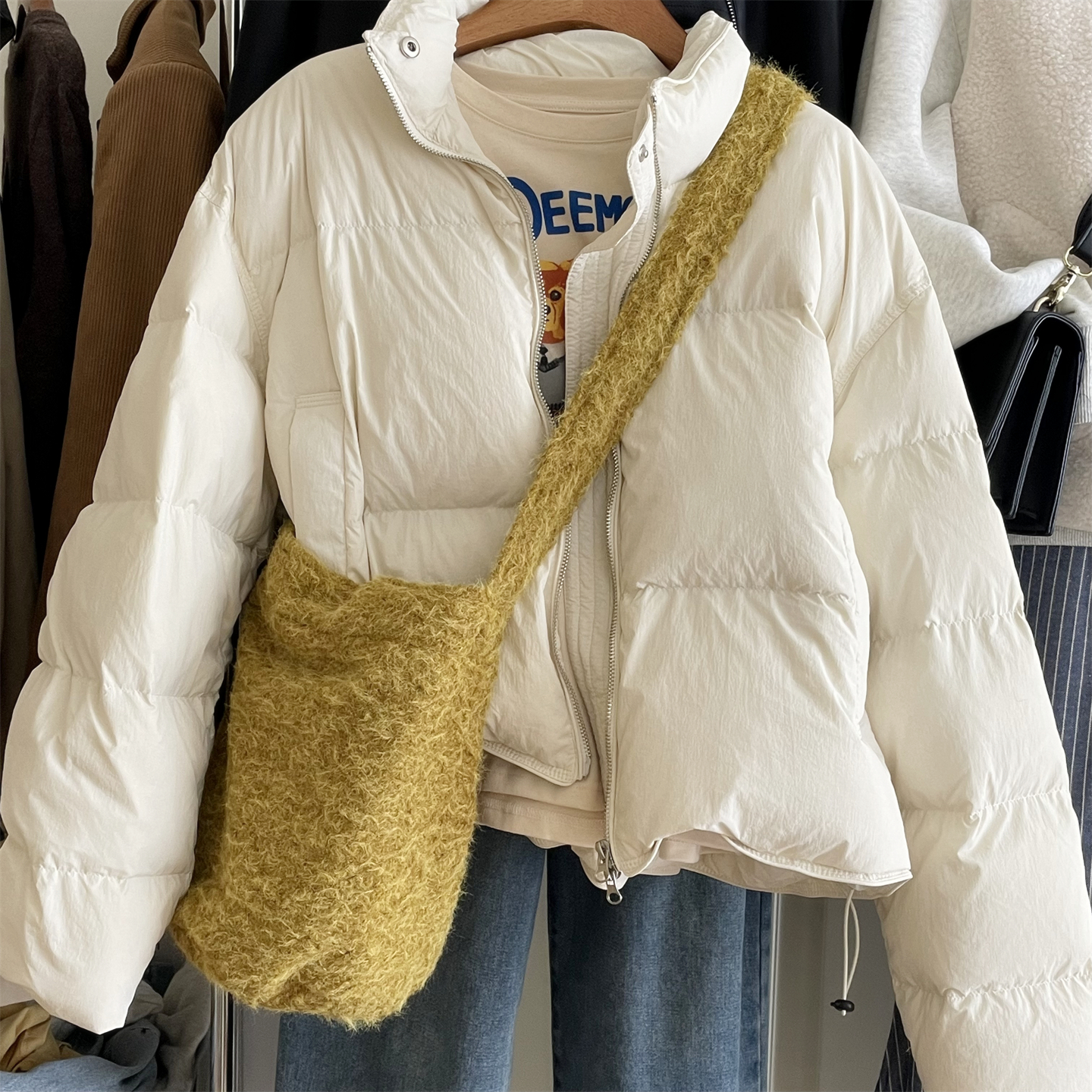 韩版水桶包斜挎包帆布包包包女士