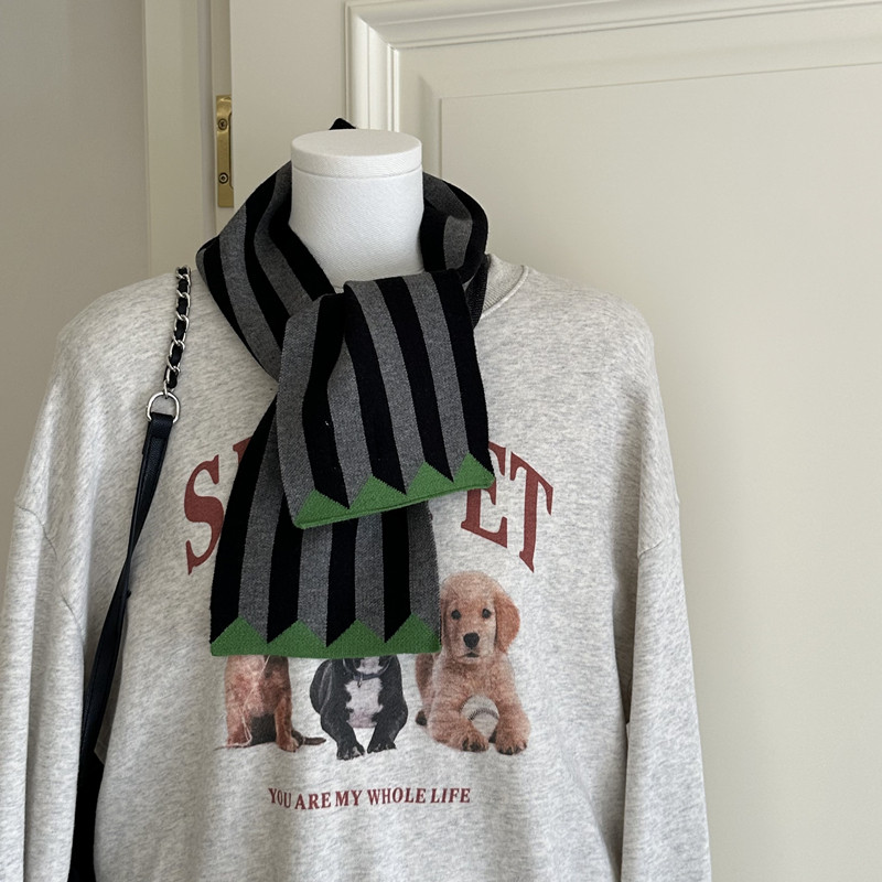 出口韩单 | 小众设计有趣又俏皮竖条撞色小围巾法式慵懒风围脖女,服饰配件/皮带/帽子/围巾,围巾/丝巾/披肩,淘宝优惠券,粉丝福利购,淘宝优惠卷