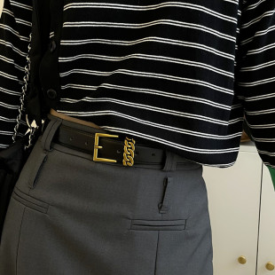 新款 饰韩版 潮 带麻花金属装 高级感复古金扣皮带女士真皮腰带牛皮裤