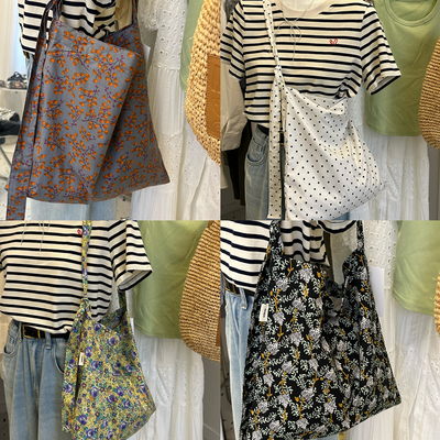 帆布包夏季夏天碎花布袋斜挎包