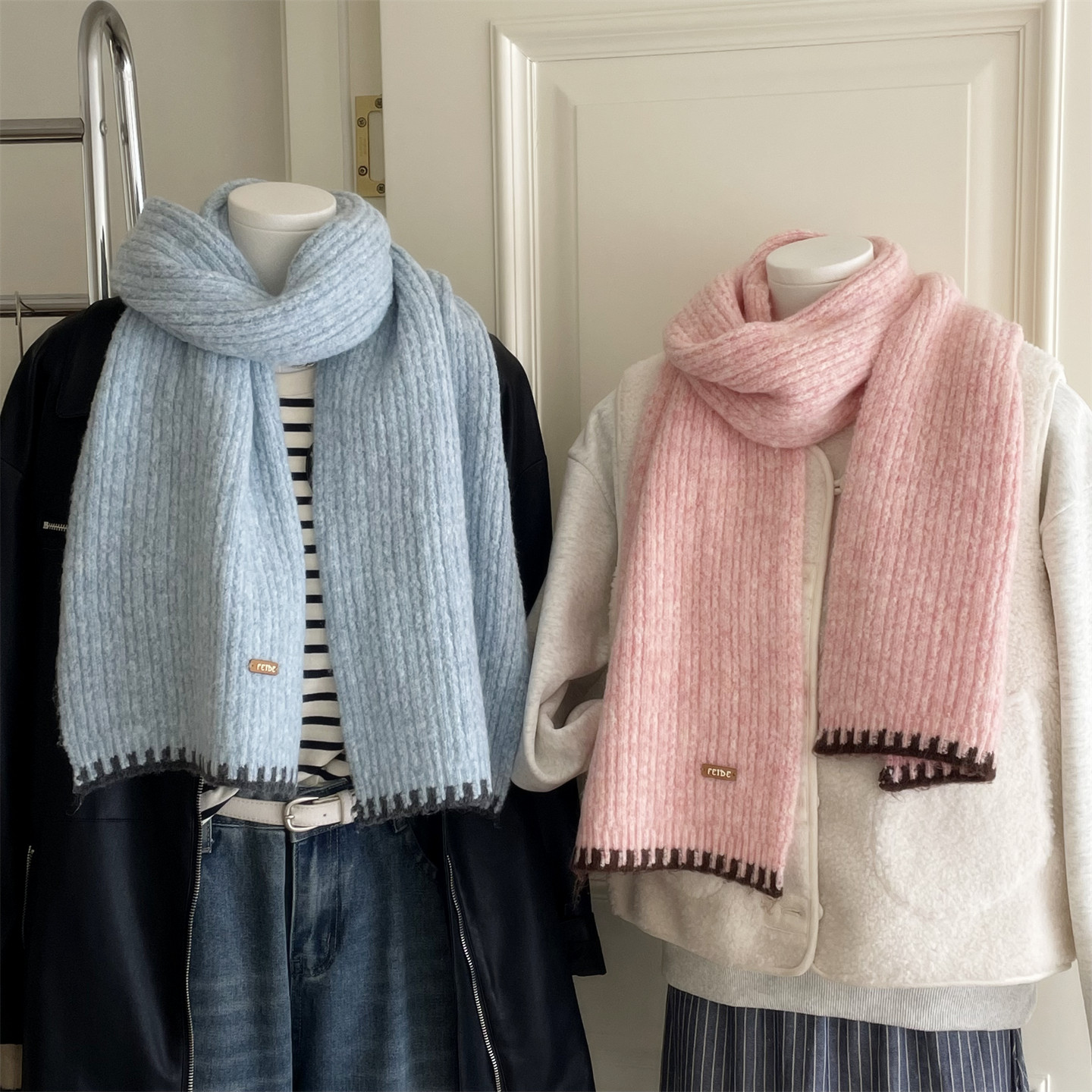 出口韩单  加厚保暖围巾雾蓝色温柔奶油风围脖冬季防寒学生男女款,服饰配件/皮带/帽子/围巾,围巾/丝巾/披肩,淘宝优惠券,粉丝福利购,淘宝优惠卷