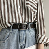 韩国新款 ins港风皮带男女士潮流年轻人学生腰带个性 百搭简约黑
