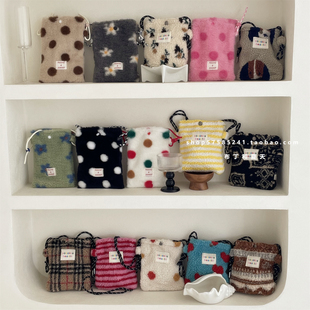 可爱仿羊羔毛迷你手机包学生女士斜挎包零钱包小包包秋冬季新款潮