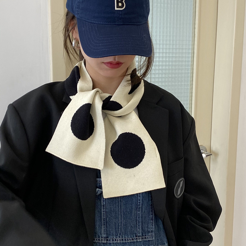 秋冬短款韩版女波点围巾小围脖