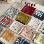 棉麻方巾合集 超多花色碎花波点领巾文艺森系头巾发带包包绑带女