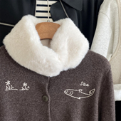 自制款 高级感水钻磁扣毛领仿兔毛环保皮草围脖柔软亲肤保暖围巾女