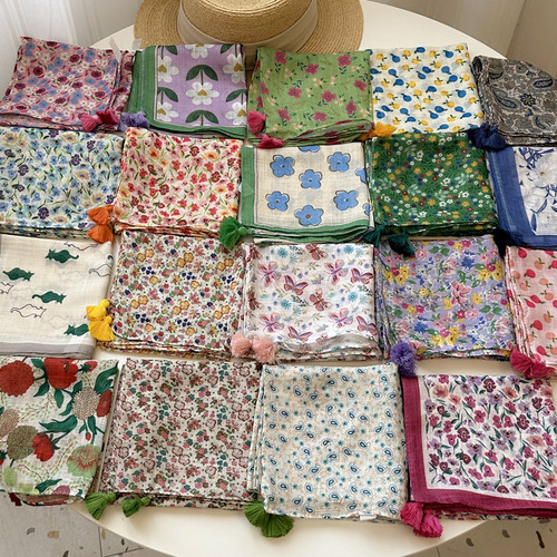 棉麻60cm柔软流苏护颈丝巾复古夏