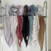 时髦腰果菱形丝巾女纯棉三角巾头巾日系春夏围巾南韩全棉方巾领巾