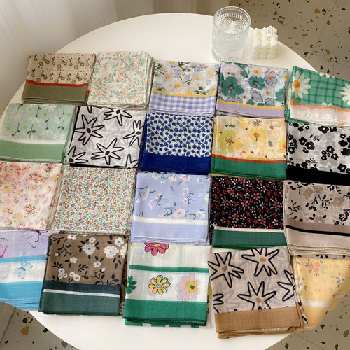 夏天印花韩版女方巾碎花领巾头巾