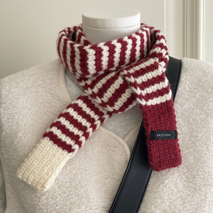 出口韩单  暖冬装饰氛围感小围巾条纹细长围脖可可爱爱韩系学生女