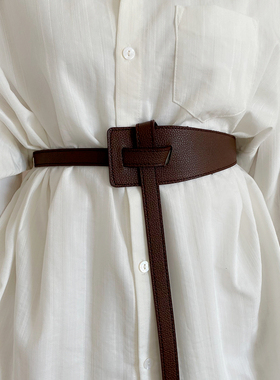 时尚软皮质腰封女士呢大衣西装连衣裙衬衫毛衣打结显瘦束腰带百搭